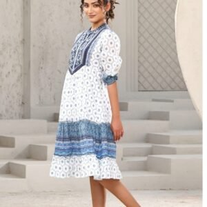 Blue Mosiac 3/4 Midi Dress