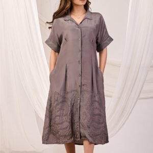 Boho Luxe Flared 3/4 Midi Dress Grey