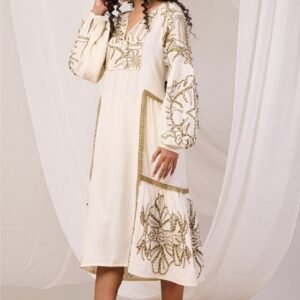 Golden Mirage 3/4 Midi Dress