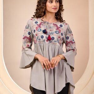 Grey Elegant Embroidered Tunic